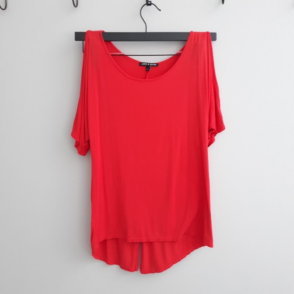 Orange Cable and Guage cold shoulder top